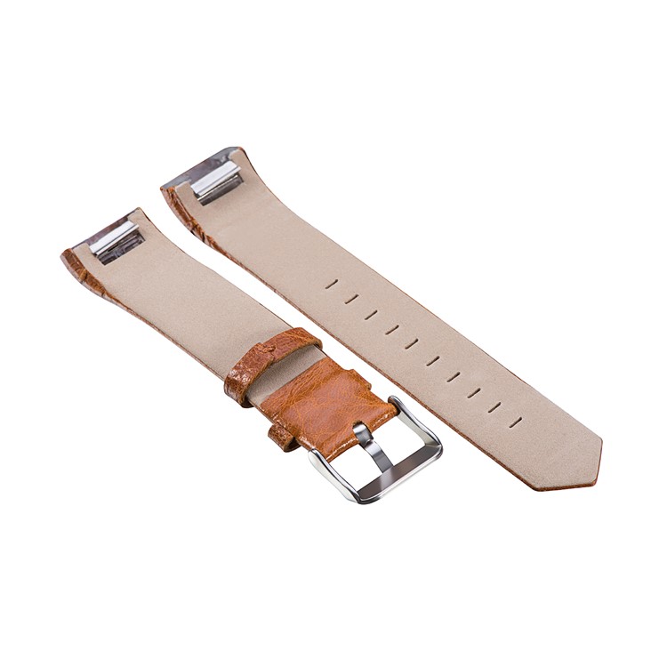 22mm Genuine Leather Watch Replacement Band Strap for Fitbit Charge 2 - Light Brown-2