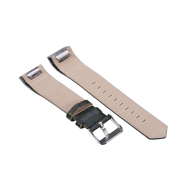 22mm Genuine Leather Watch Band for Fitbit Charge 2 - Blackish Green-3