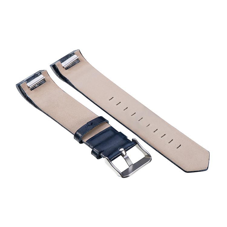 22mm Genuine Leather Replacement Watch Strap for Fitbit Charge 2 - Blue-2