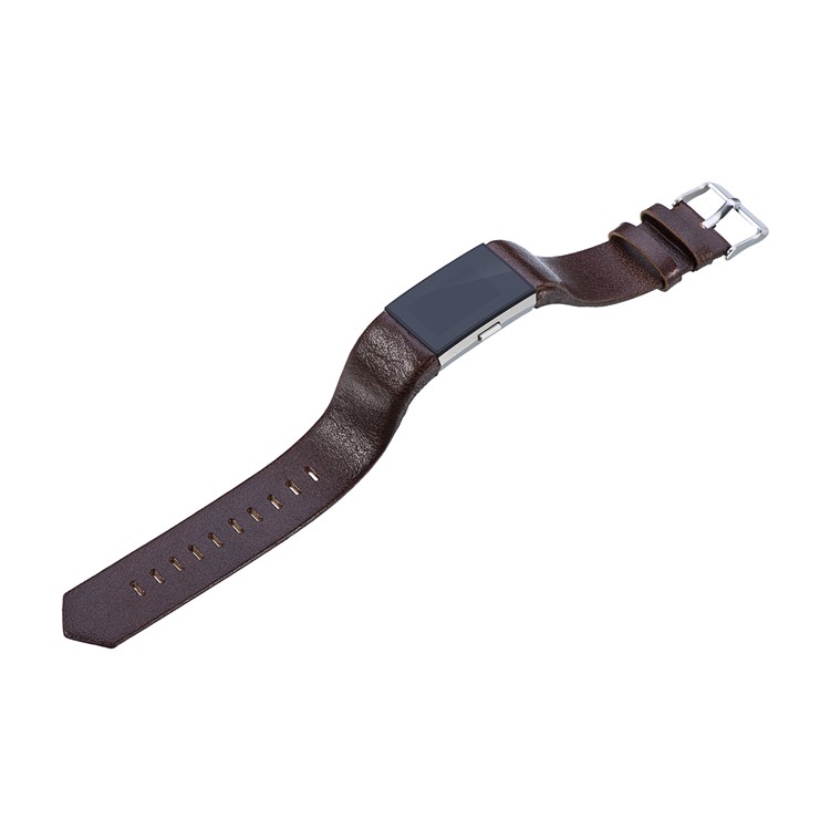 22mm Genuine Leather Watch Wrist Band Strap for Fitbit Charge 2 - Dark Brown-3