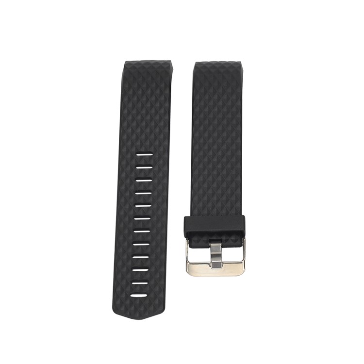 3D-Rautenstruktur-Silikonarmband Für Fitbit-Ladung 2 - Schwarz-1