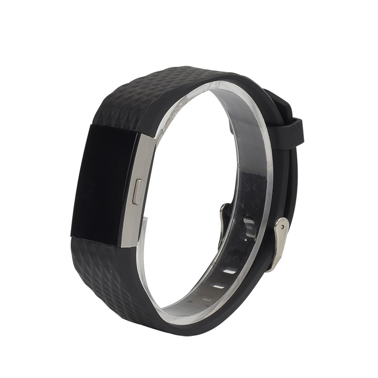3D-Rautenstruktur-Silikonarmband Für Fitbit-Ladung 2 - Schwarz-2
