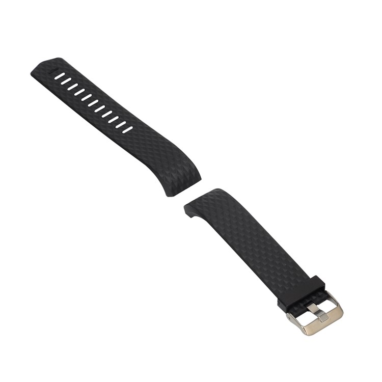 3D-Rautenstruktur-Silikonarmband Für Fitbit-Ladung 2 - Schwarz-3