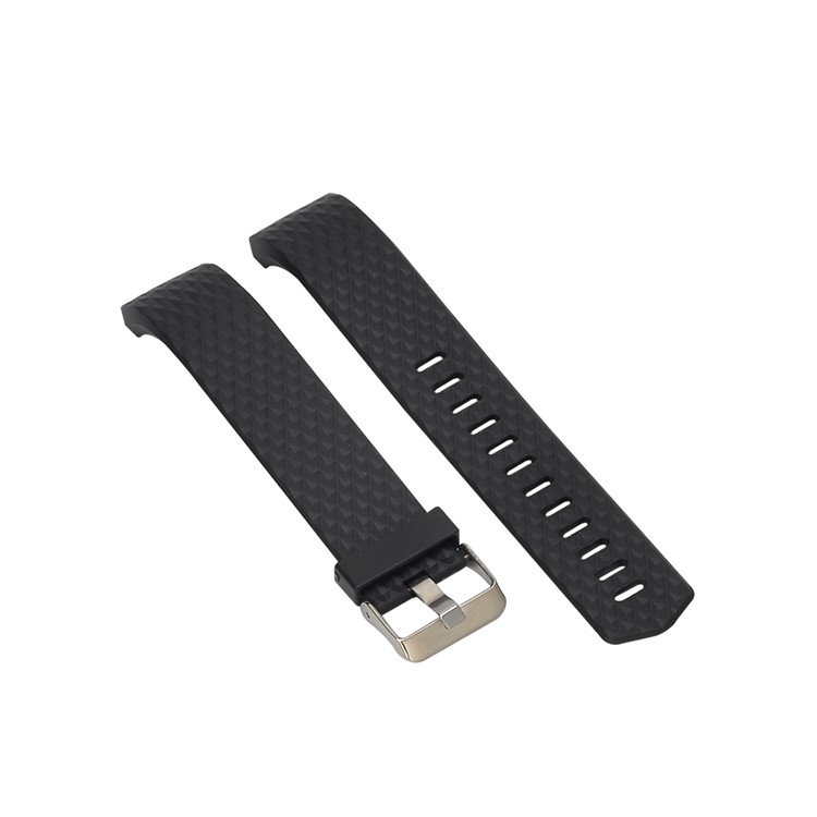 3D-Rautenstruktur-Silikonarmband Für Fitbit-Ladung 2 - Schwarz-4