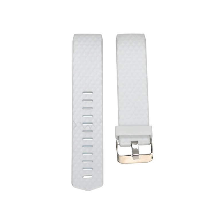 3D Rhombus Texture Silicone Wrist Strap Replacement for Fitbit Charge 2 - White-1