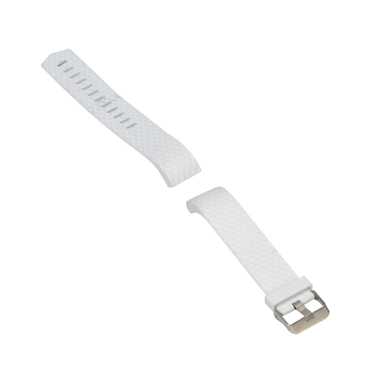 3D Rhombus Texture Silicone Wrist Strap Replacement for Fitbit Charge 2 - White-3