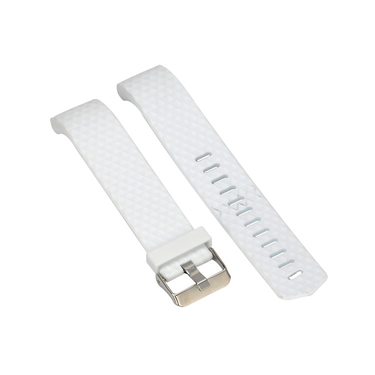 3D Rhombus Texture Silicone Wrist Strap Replacement for Fitbit Charge 2 - White-4