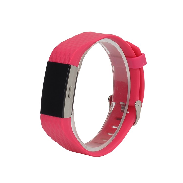 3D Rhombus Texture Silicone Wrist Strap Band for Fitbit Charge 2 - Rose-2