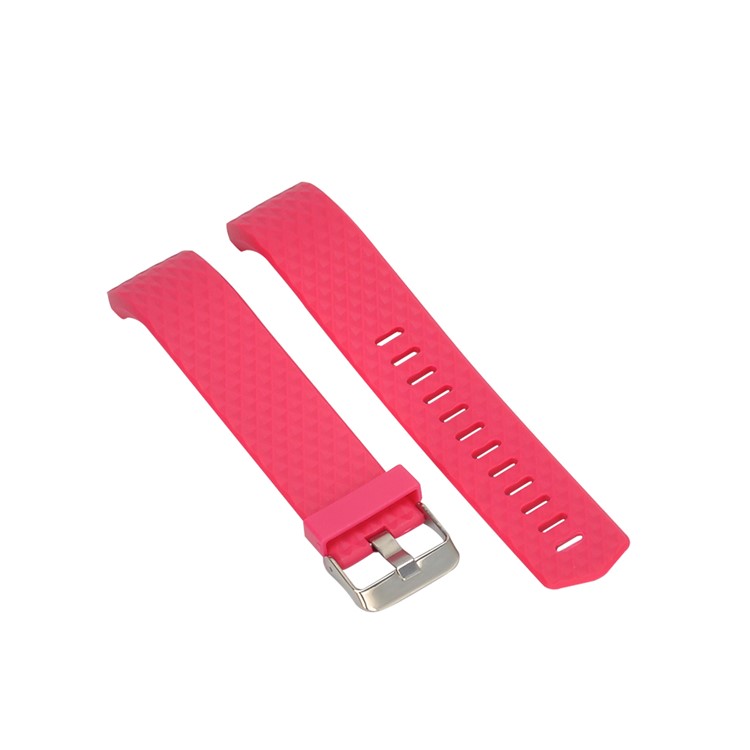 3D Rhombus Texture Silicone Wrist Strap Band for Fitbit Charge 2 - Rose-4