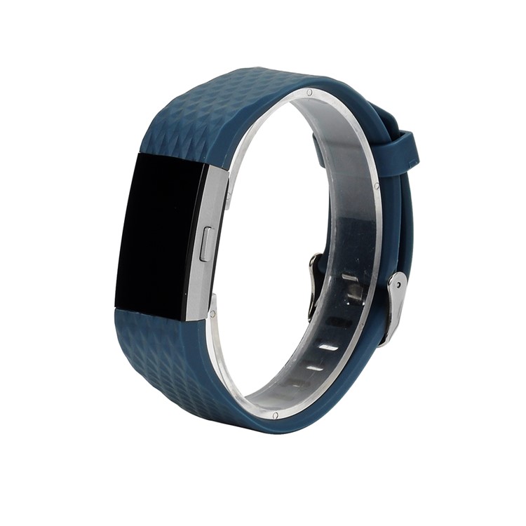 3D Rhombus Texture Silicone Wrist Band for Fitbit Charge 2 - Blue-2