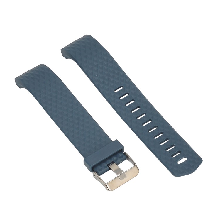 3D Rhombus Texture Silicone Wrist Band for Fitbit Charge 2 - Blue-4