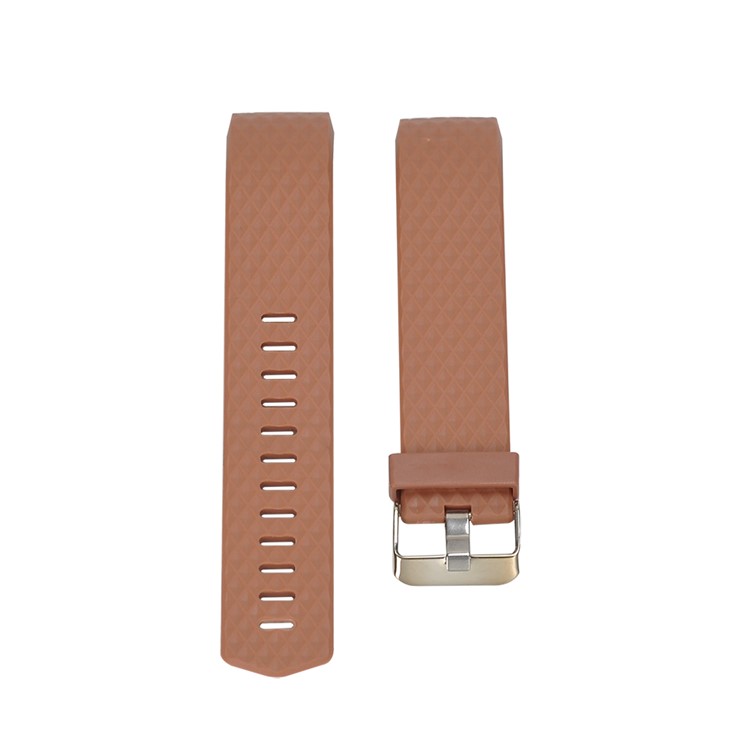 3D Rhombus Texture Silicone Wriststrap for Fitbit Charge 2 - Brown-1