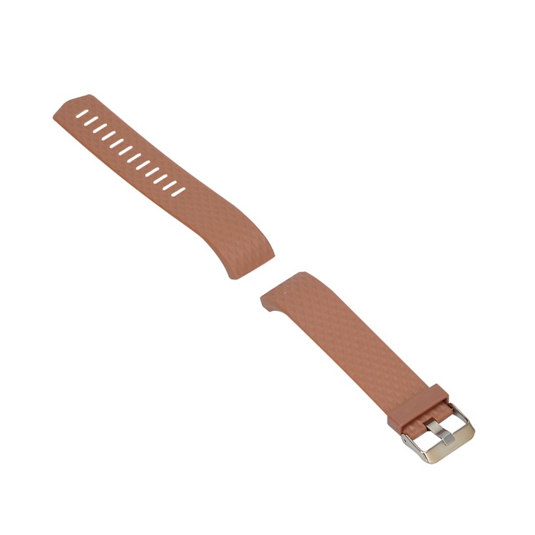 3D Rhombus Texture Silicone Wriststrap for Fitbit Charge 2 - Brown-3