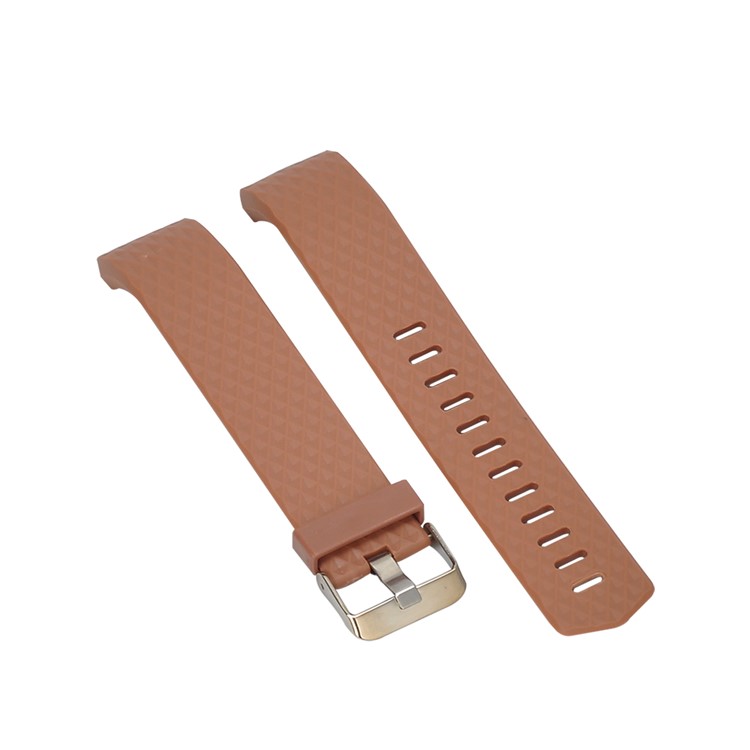 3D Rhombus Texture Silicone Wriststrap for Fitbit Charge 2 - Brown-4