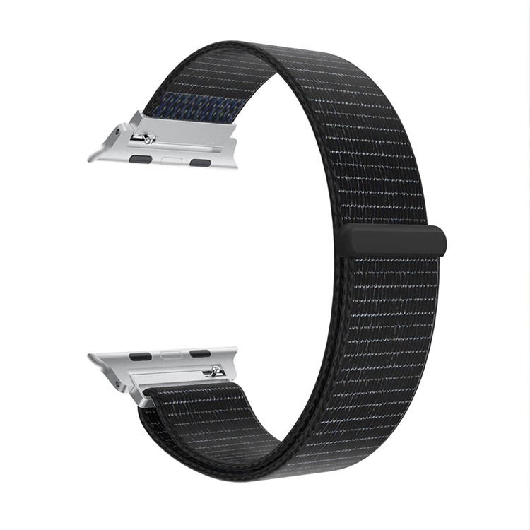 Velcro Closure Nylon Watch Band Part Replacement with Connector for Apple Watch Series 3 / 2 / 1 38mm - Black-4