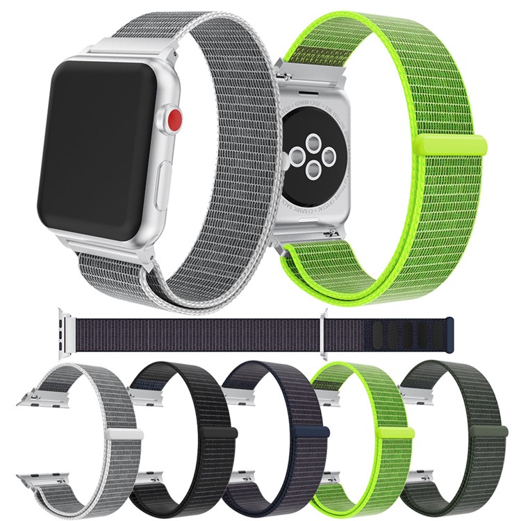 Velcro Closure Nylon Watch Band Part Replacement with Connector for Apple Watch Series 3 / 2 / 1 38mm - Black-6
