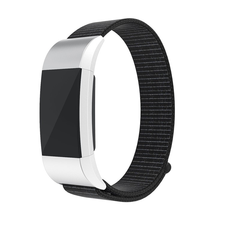 Nylon Velcro Closure Watch Band Replacement Part for Fitbit Charge 2 - Black-3