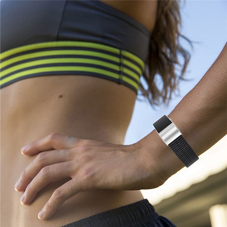 Nylon Velcro Closure Watch Band Replacement Part for Fitbit Charge 2 - Black-5