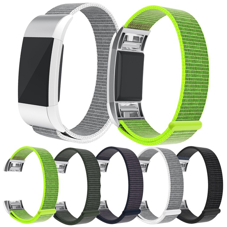 Nylon Velcro Closure Watch Band Replacement Part for Fitbit Charge 2 - Black-6