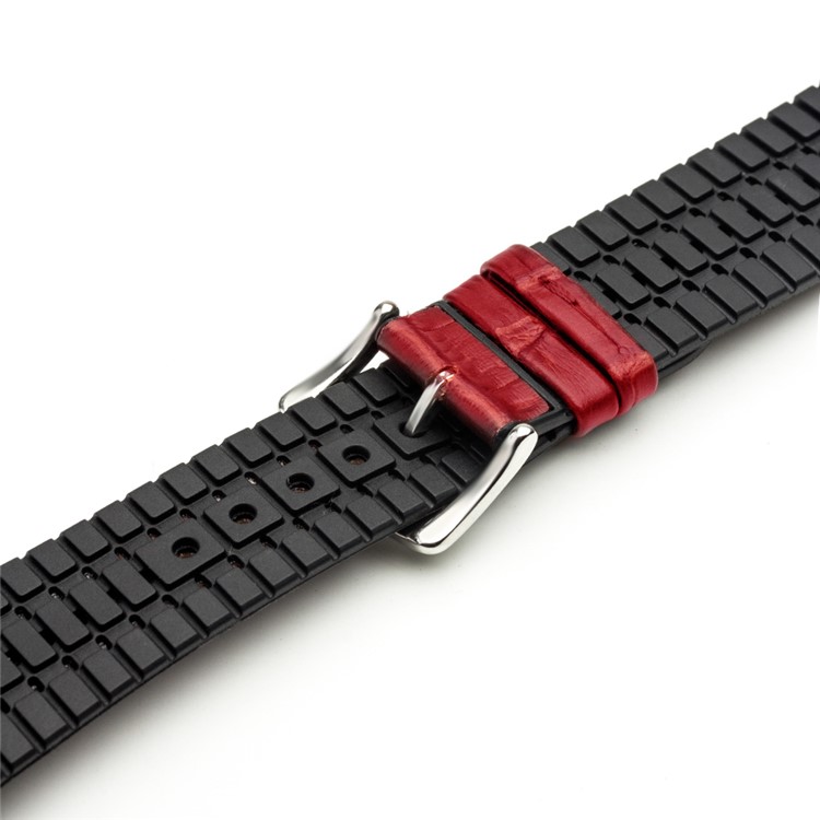 QIALINO Top-layer Cowhide Leather Watch Strap Replacement for Apple Watch Series 5 4 40mm / Series 3/2/1 38mm - Red-5