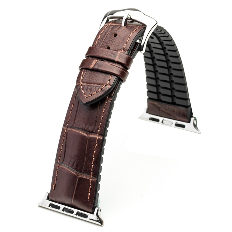 QIALINO Top-layer Cowhide Leather Watch Band with Pin Buckle for Apple Watch Series 4 40mm / Series 3/2/1 38mm - Brown-4
