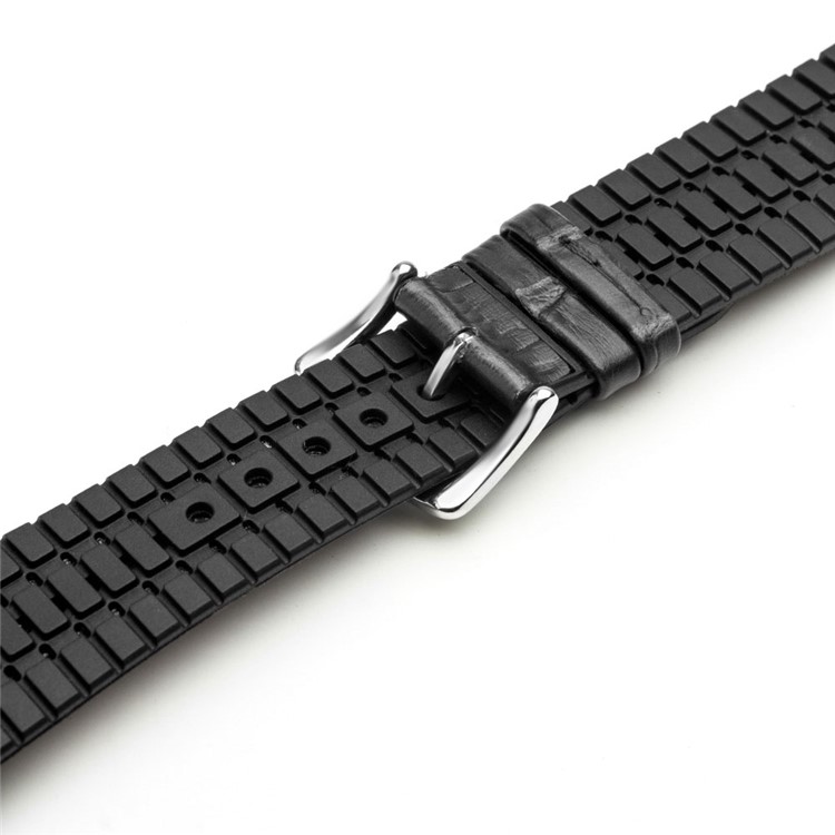 QIALINO Top-layer Cowhide Leather Wristwatch Strap Replacement for Apple Watch Series 4 44mm/3/2/1 42mm - Black / Grey-5