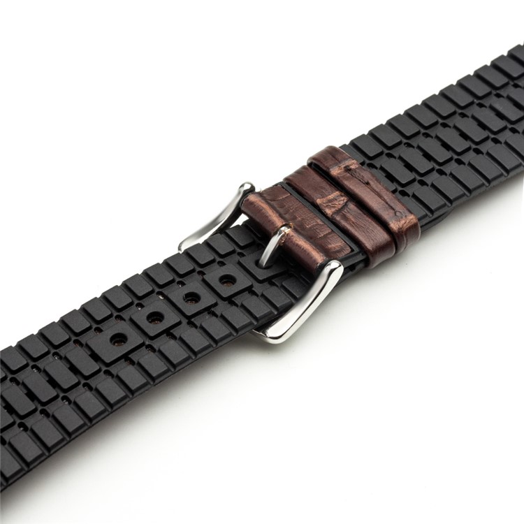 QIALINO Top-layer Cowhide Leather Replacement Watch Strap for Apple Watch Series 4 44mm/3/2/1 42mm - Brown / White-5