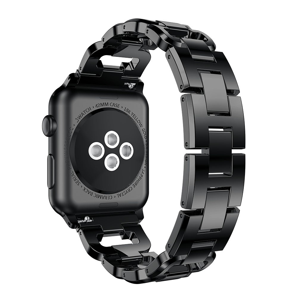 Rhinestones Decor D Shaped Stainless Steel Watch Band for Apple Watch Series 4 40mm / Series 3 / 2 / 1 38mm - Black-1