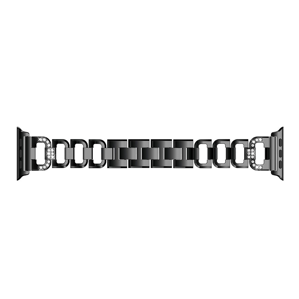 Rhinestones Decor D Shaped Stainless Steel Watch Band for Apple Watch Series 4 40mm / Series 3 / 2 / 1 38mm - Black-4