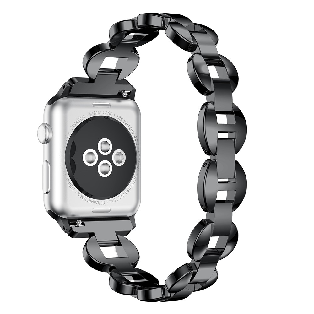 Diamonds Decor Loop Links Stainless Steel Watch Band for Apple Watch Series 4 40mm / Series 3/2/1 38mm - White Diamonds / Black-3