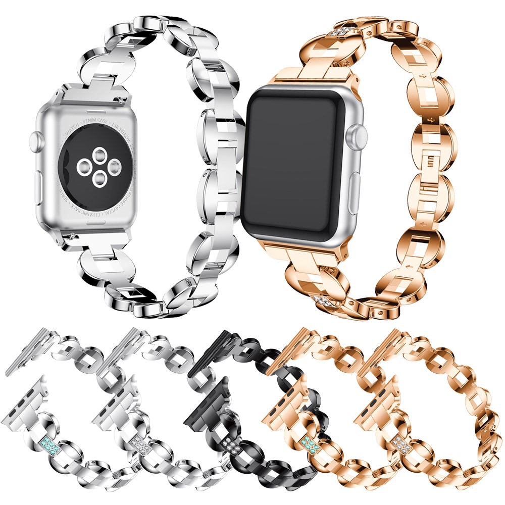 Diamonds Decor Loop Links Reemplazo de Correa Para el Reloj Para Apple Watch Series 7 41 Mm/ SE 6 5 4 40 mm / Serie 3/2/1 38 mm - Diamantes Blancos / Negro-6