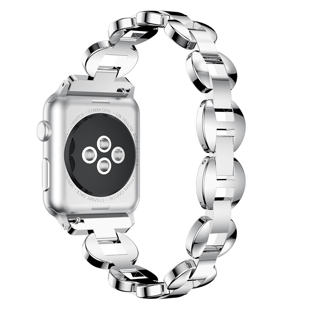 Diamonds Decor Loop Links Stainless Steel Watch Strap for Apple Watch Series 4 40mm / Series 3/2/1 38mm - White Diamonds / Silver-3