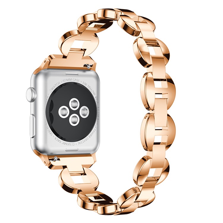 Diamonds Decor Loop Links Watch Band Replacment for Apple Watch Series 4 40mm / Series 3/2/1 38mm - White Diamonds / Rose Gold-3