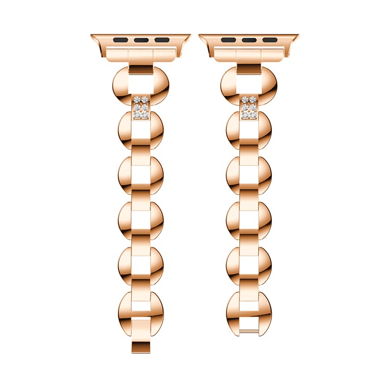 Diamonds Decor Loop Links Watch Band Replacment for Apple Watch Series 4 40mm / Series 3/2/1 38mm - White Diamonds / Rose Gold-4