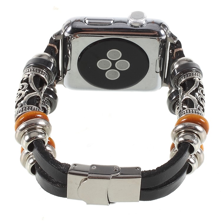 Vintage Creative Pattern Genuine Leather Wrist Watch Band for Apple Watch Series 4 44mm, Series 3 / 2 / 1 42mm - Black-3