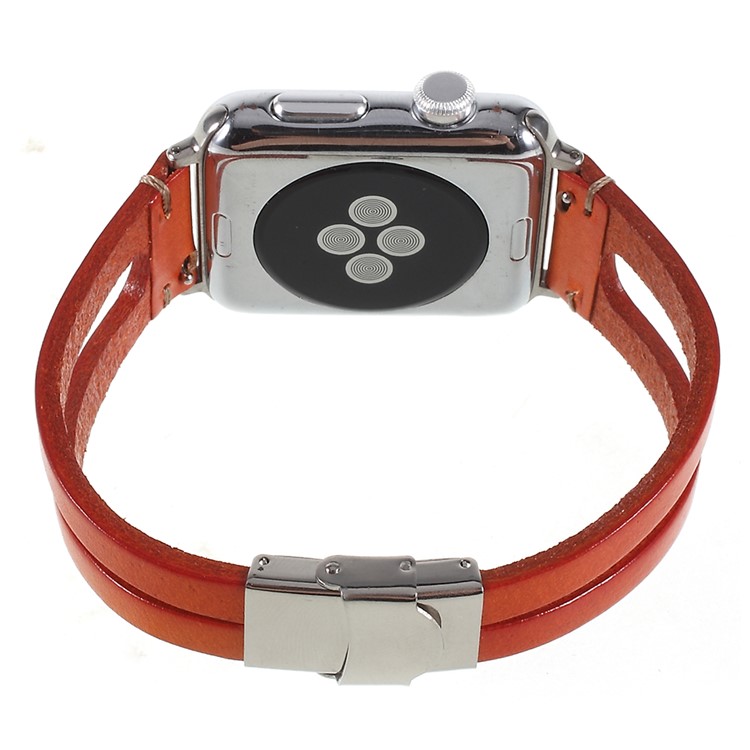 Cowhide Leather Retro Style Watch Strap Replacement for Apple Watch Series 4 44mm, Series 3 / 2 / 1 42mm - Brown-4