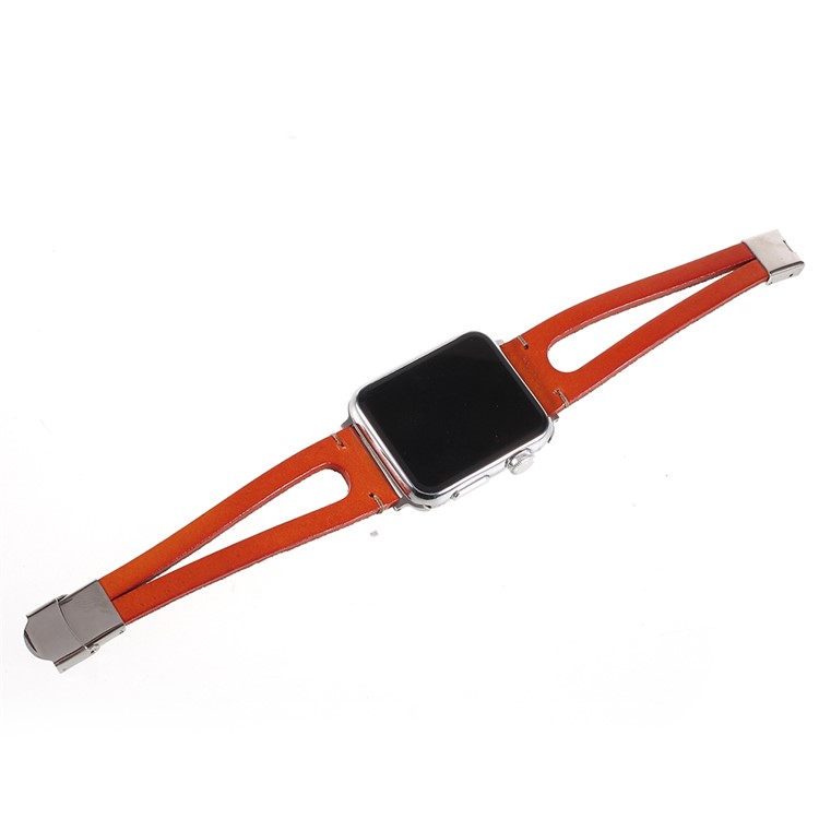 Cowhide Leather Retro Style Watch Strap Replacement for Apple Watch Series 4 44mm, Series 3 / 2 / 1 42mm - Brown-6