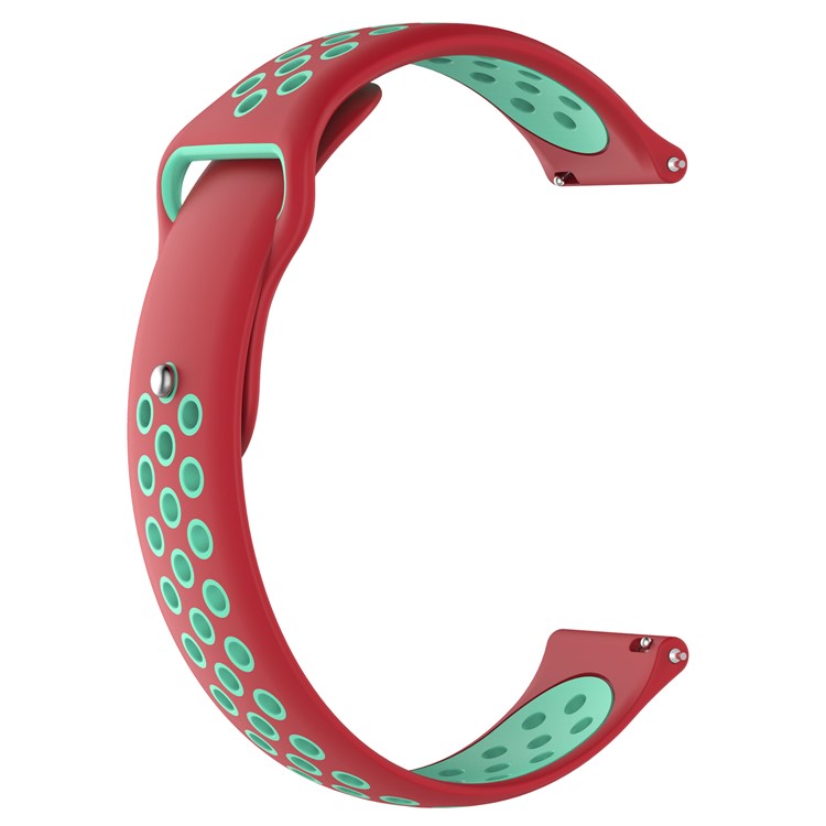 Two-tone Silicone Hollow Watch Strap Bracelet for Huami Amazfit Watch 2/1 - Red / Cyan-1