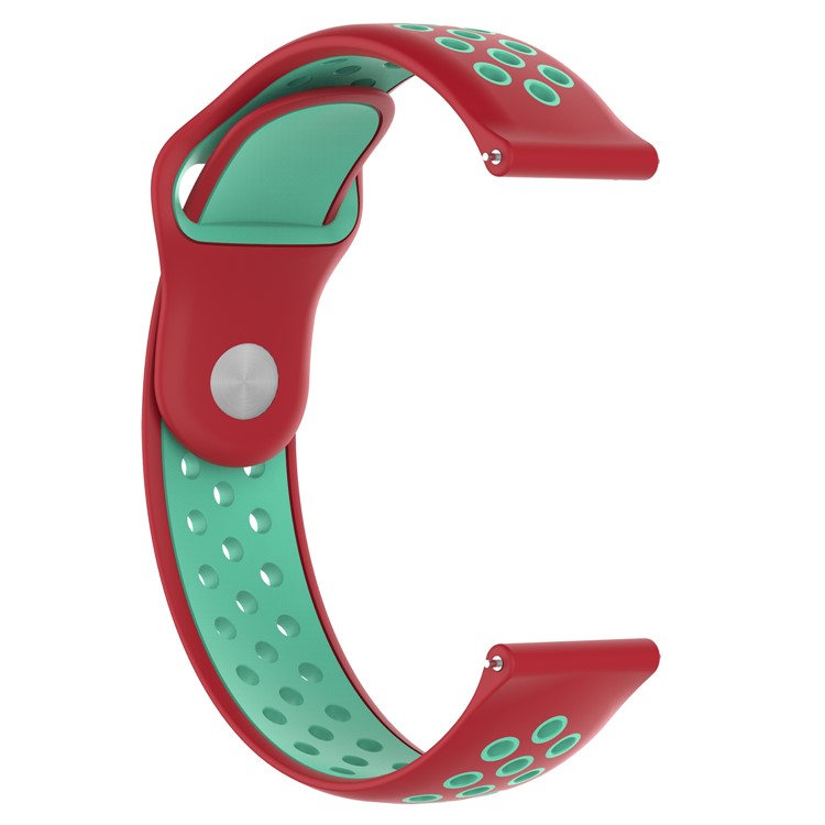 Two-tone Silicone Hollow Watch Strap Bracelet for Huami Amazfit Watch 2/1 - Red / Cyan-2