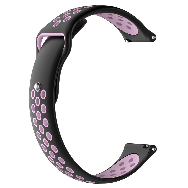 Two-tone Silicone Hollow Watchband Strap for Huami Amazfit Watch 2/1 - Black / Pink-1