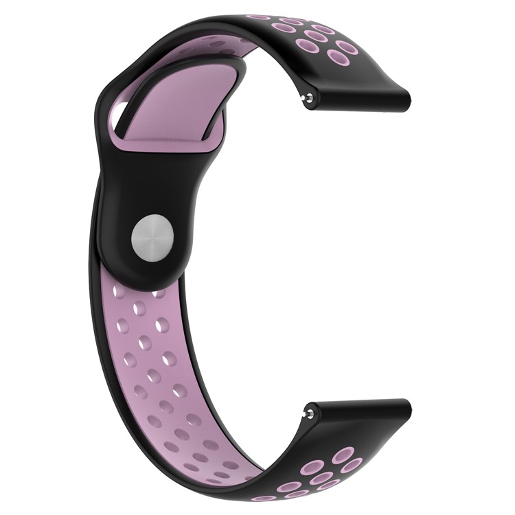 Two-tone Silicone Hollow Watchband Strap for Huami Amazfit Watch 2/1 - Black / Pink-2
