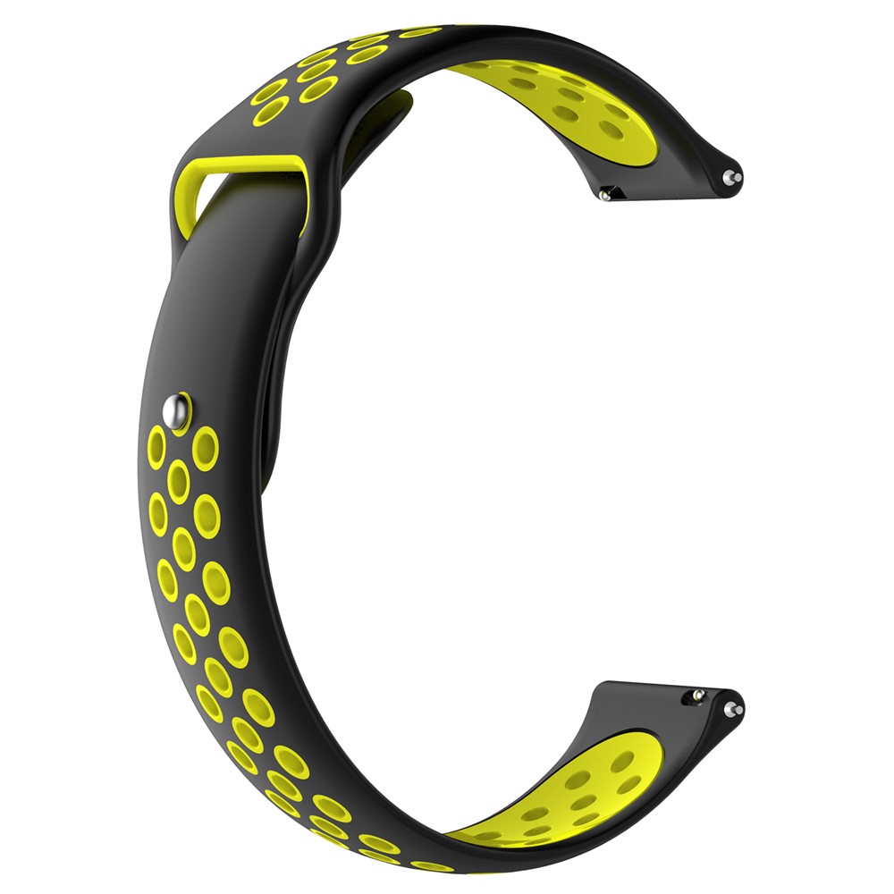 Two-tone Silicone Hollow Watch Strap Bracelet for Huami Amazfit Watch 2/1 - Black / Yellow-1