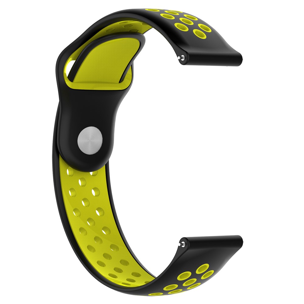 Pulsera de Correa de Reloj Hueca de Dos Tonos de 22 mm Para Huami Amazfit Watch 2/1 - Negro / Amarillo-2