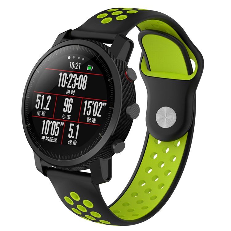 Two-tone Silicone Hollow Watch Bracelet Band for Huami Amazfit Watch 2/1 - Black / Green-3