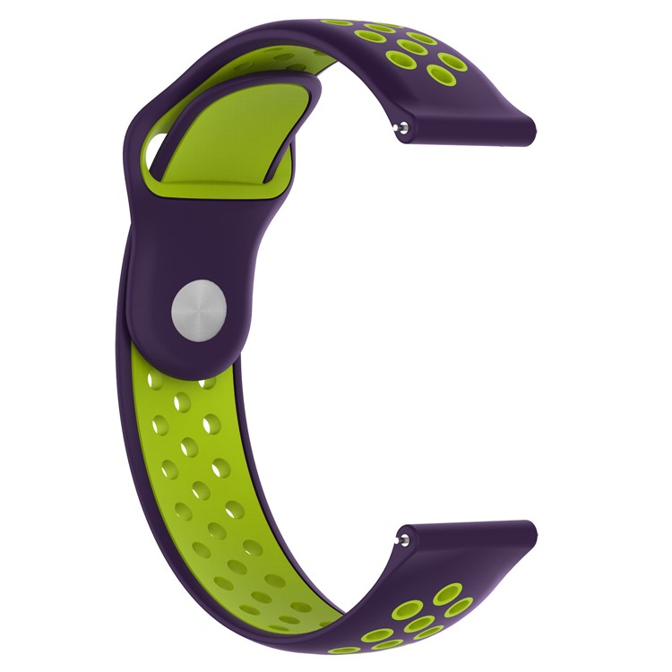 Two-tone Silicone Hollow Watch Wristband for Huami Amazfit Watch 2/1 - Purple / Green-1