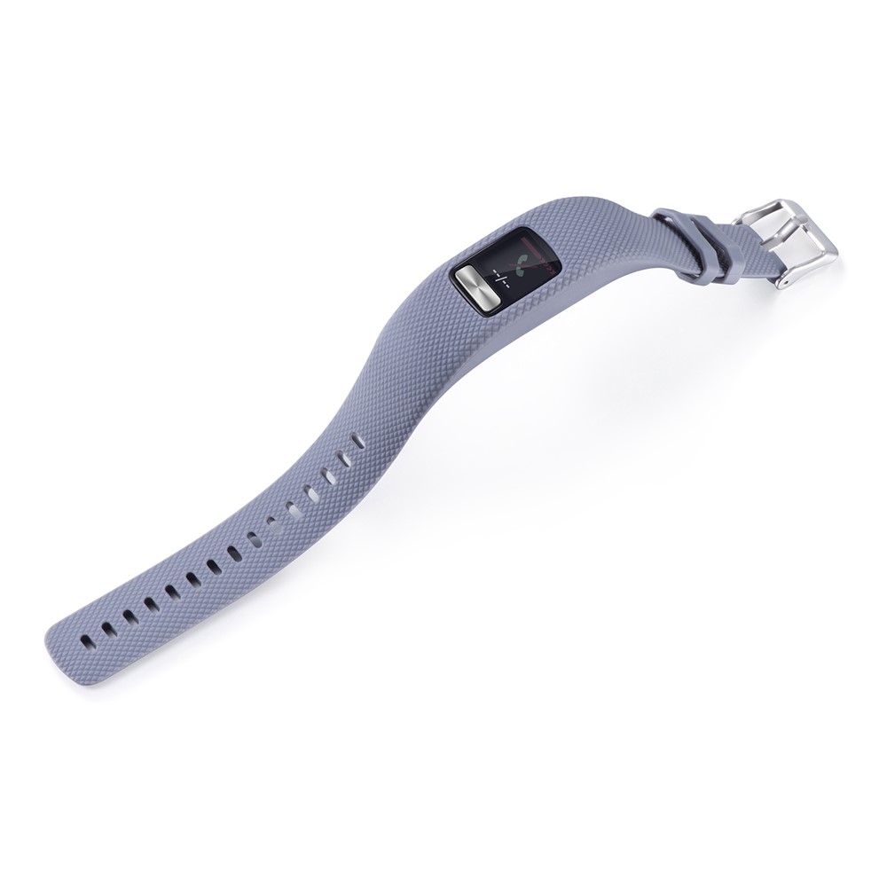 Lozenge Texture TPE+TPU Silicone Watch Strap for Garmin VivoFit 4 - Grey-4