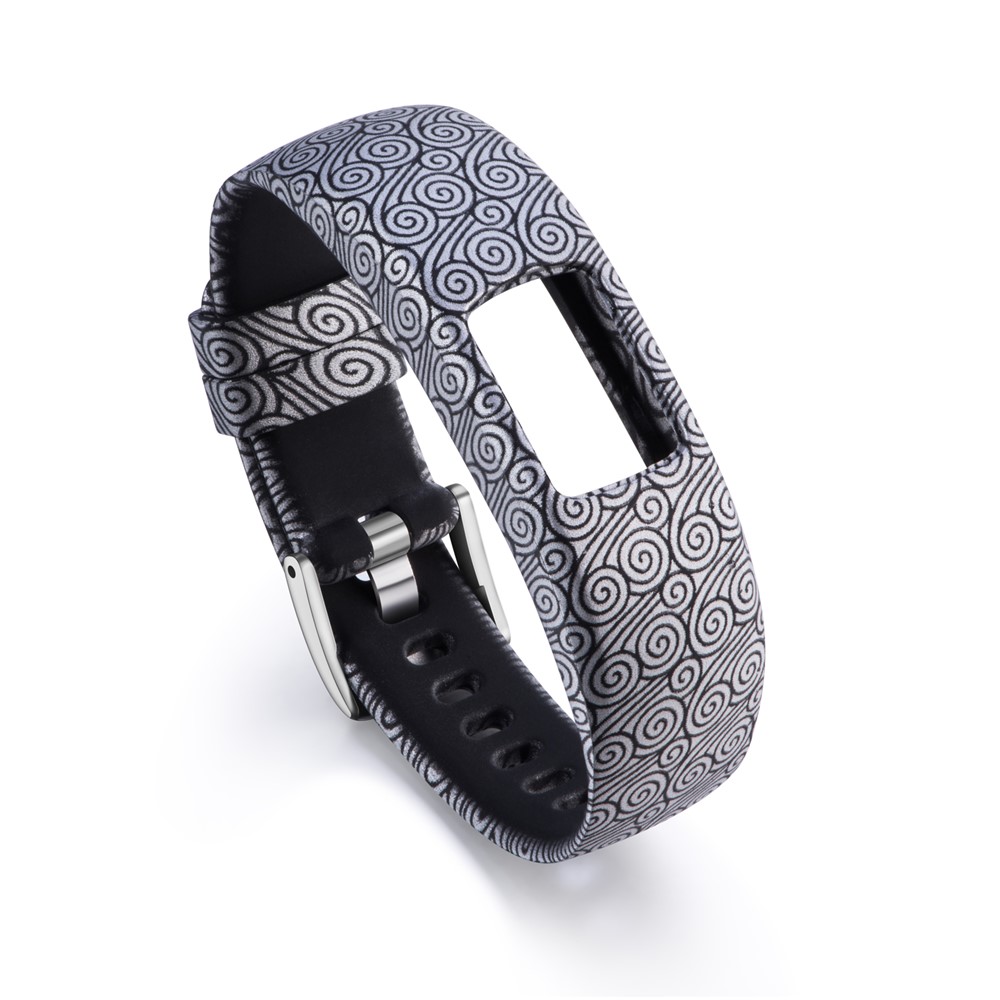 Patterned Soft Silicone Watch Strap for Garmin VivoFit 4, Length: 210mm - Black Auspicious Clouds Pattern-2