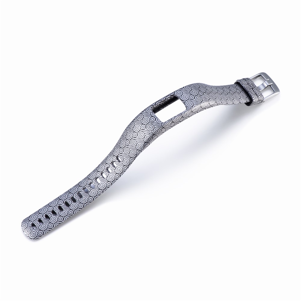 Patterned Soft Silicone Watch Strap for Garmin VivoFit 4, Length: 210mm - Black Auspicious Clouds Pattern-3