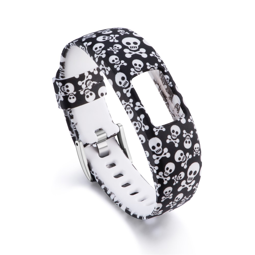 Patterned Soft Silicone Watch Strap Replacement for Garmin VivoFit 4, Length: 210mm - Skulls Pattern-2