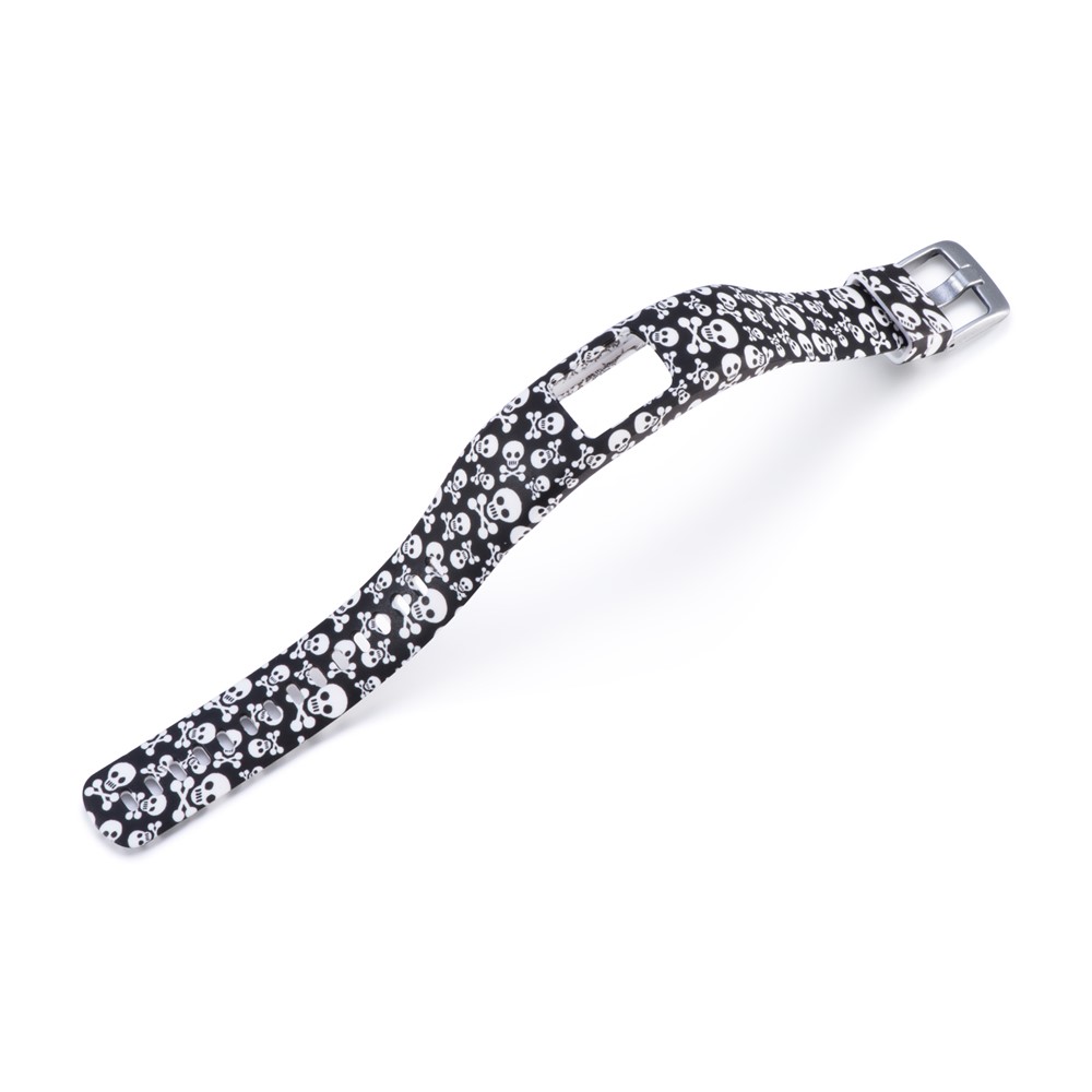 Patterned Soft Silicone Watch Strap Replacement for Garmin VivoFit 4, Length: 210mm - Skulls Pattern-3